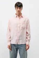 Modal Fabric Oversize Shirt with Pockets, Powder Pink