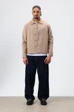 Boxy Fit Gabardin Ceket Vizon