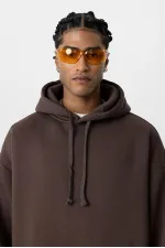 Sweat à capuche basique oversize délavé couleur café