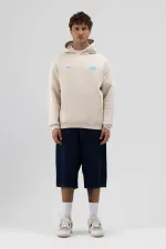 Sweat-shirt oversize imprimé au dos, couleur pierre