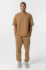 Ensemble de survêtement basique oversize à poignets élastiqués, camel