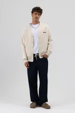 Sweat-shirt oversize à boutons couleur pierre