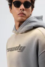 Sweat à capuche oversize imprimé délavé, gris fumé