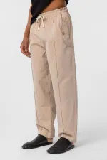 Bağcıklı Baggy Gabardin Pantolon Bej