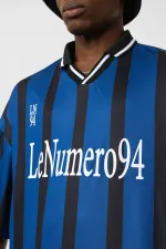 Oversize Baskılı Forma Tişört İndigo