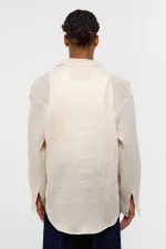 100% Linen Oversize Long-Sleeve Shirt Beige