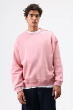 Sweat-shirt basique oversize délavé saumon