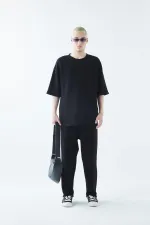 Oversize Basıc Triko Eşofman Takım Siyah