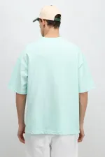 T-shirt basique oversize à col rond menthe