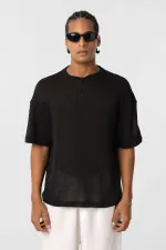 Basic Oversize Button-Down T-Shirt Black