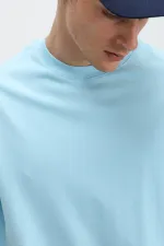 T-shirt basique oversize à col rond turquoise