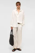 Oversize Long-Sleeve Modal Fabric Shirt White