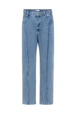 Relaxed Fit Jeans with Stitching Detail, Light Blue Melange