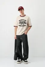 Printed Crew Neck Oversize T-Shirt Stone
