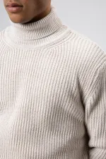 Oversize Triko Boğazlı Kazak Taş