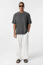 T-shirt noir oversize basique ottoman délavé