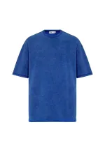 Yıkamalı Basic Oversize Tişört Saks