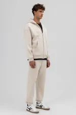 Sweat à capuche oversize basique zippé couleur pierre