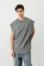 Basic Sleeveless T-Shirt, Dark Gray