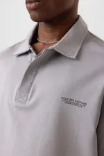 Polo Yaka Oversize Tişört Gri