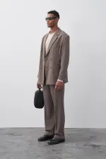 Costume croisé coupe décontractée, vison