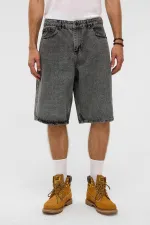 Oversize Bermuda Denim Şort Gri