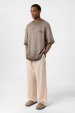 Yıkamalı Oversize Triko Tişört Kahve