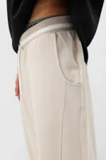 Bağcıklı Baggy Fit Eşofman Alt Taş