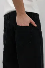 Dikiş Detaylı Relaxed Fit Jean Siyah