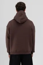 Basic Oversize Hooded Sweatshirt, Brown