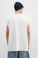 Oversize Kolsuz Basic Tişört Ekru