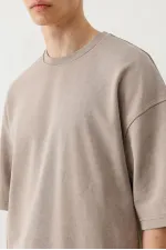 T-shirt oversize délavé à manches courtes, couleur vison.