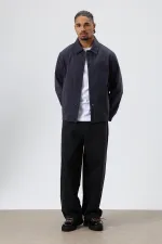 Boxy Fit Gabardin Ceket Füme