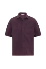 Oversize Washed Poplin Shirt, Burgundy