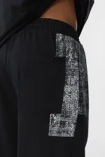 Etnik Desenli Oversize Eşofman Takım Siyah
