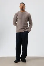 Pull oversize à col rond en maille, couleur vison