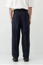 Baggy Fit Pilili Pantolon Lacivert