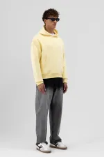 Sweat-shirt à capuche basique jaune