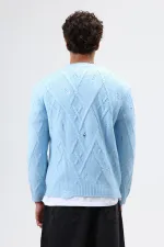 Pull oversize en maille à motifs, bleu ciel