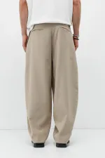 Barrel Fit Tailored Pantolon Bej