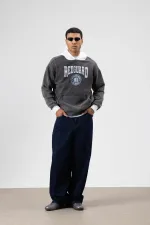 Sweat à capuche imprimé oversize noir