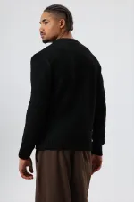 Bisiklet Yaka Oversize Triko Kazak Siyah