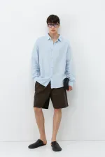 Uzun Kollu Basic Oversize Gömlek Bebe Mavi