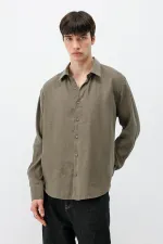 Chemise oversize en modal kaki