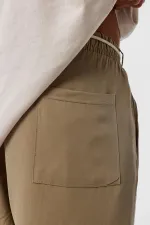 Kemer Detaylı Baggy Lyocell Pantolon Haki