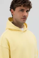 Sweat-shirt à capuche oversize imprimé jaune