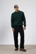 Bisiklet Yaka Oversize Triko Kazak Nefti