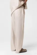 Baggy Keten Pantolon Bej