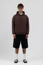 Basic Oversize Hooded Sweatshirt, Brown