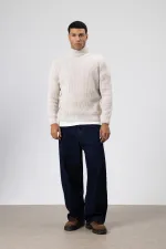 Oversize Triko Boğazlı Kazak Taş